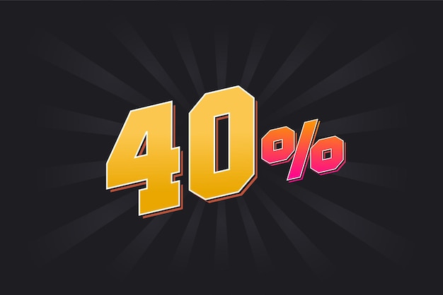 40 discount banner with dark background and yellow text 40 percent sales promotional design