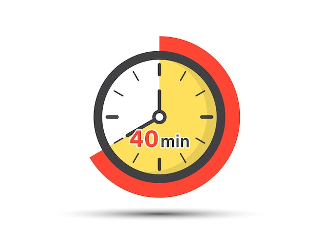 40 minuten op stopwatch icoon in platte stijl Horloge gezicht timer vector illustratie op geïsoleerde achtergrond Countdown teken business concept