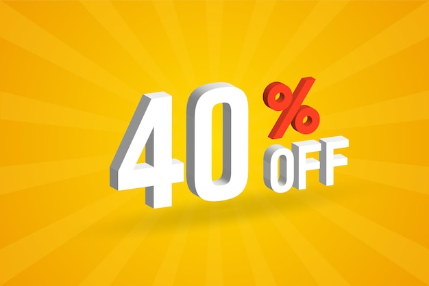 40% 할인 3D 특별 홍보 캠페인 디자인 판매 및 마케팅에 대한 3D 할인 제안