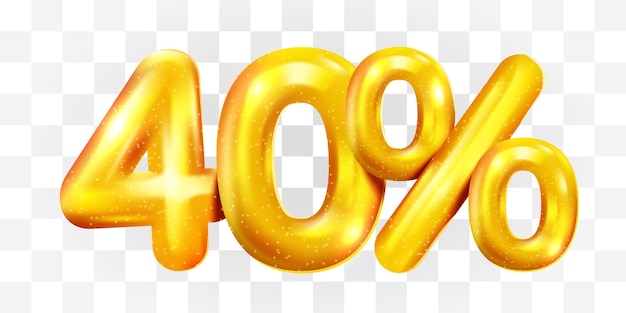 Vector 40 percent off discount golden balloon mega sale symbol