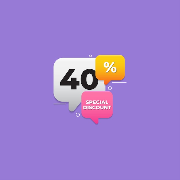 40 percent off special offer tag label discount badge template with price clearance percentage