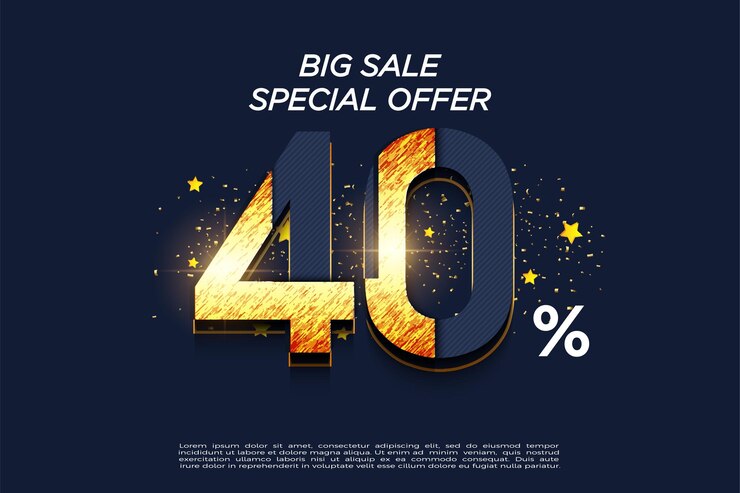 40 percent off with textured numbers.