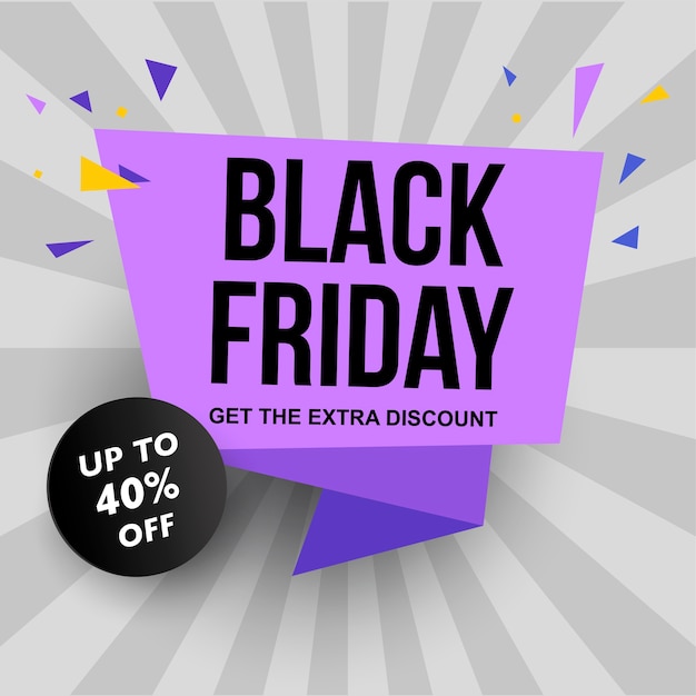 Vector 40 percent price off. black friday sale purple banner.