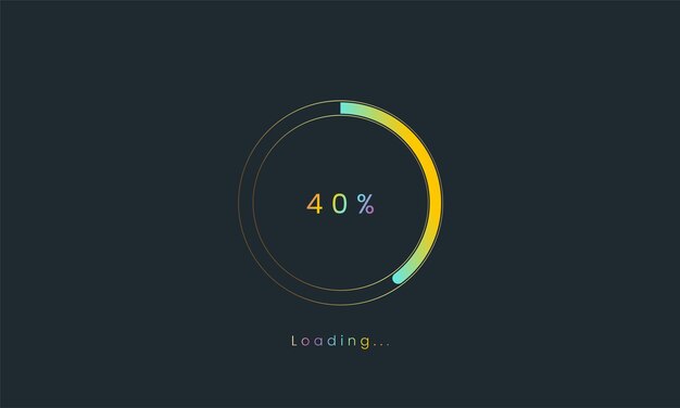 Vector 40 percent rainbow loading bar uploading bar for user interface colorful futuristic loading bar