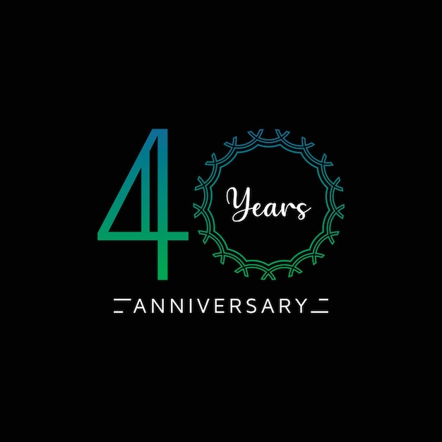 40 th anniversary logo gradation on black background
