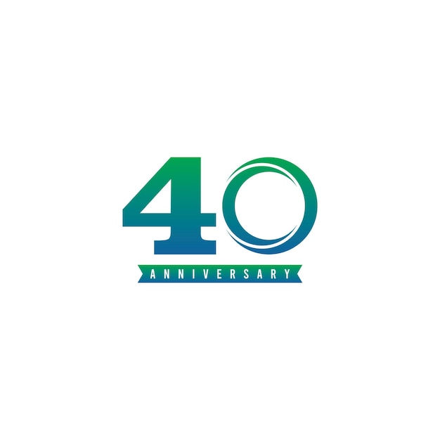 40 th anniversary logo gradation on white background