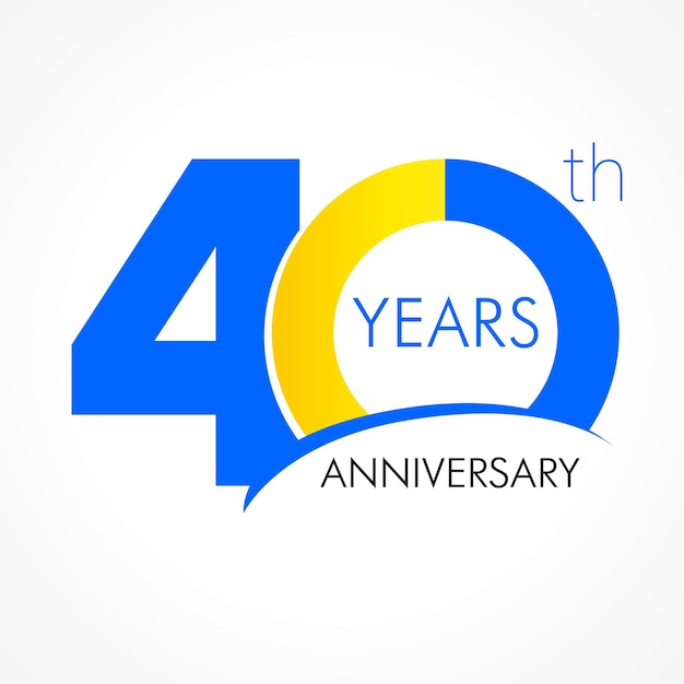 Vector 40 th anniversary number. 40 years old logotype. creative congrats. top 40 hit parade sign idea.