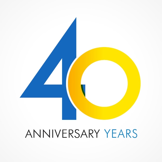 40 th anniversary numbers. 40 years old logotype. Creative bold congrats. Isolated graphic design.