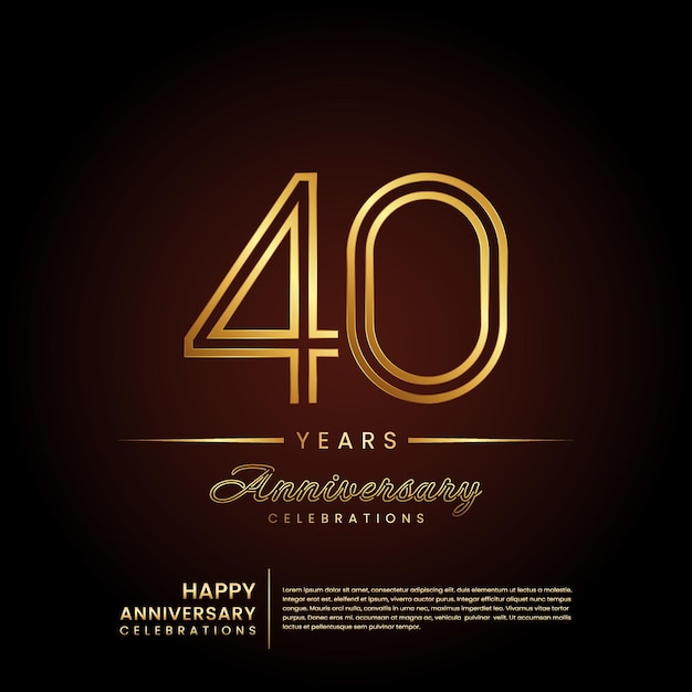40 year anniversary template design in golden color