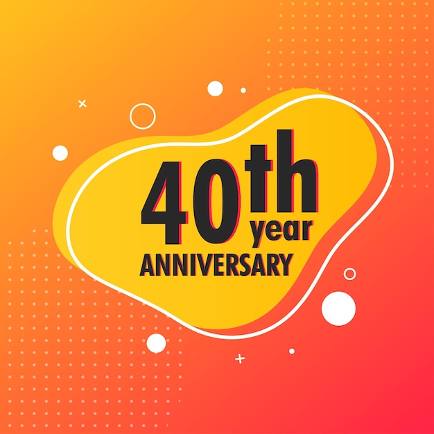 40 Year Anniversary Vector Template Design Illustration. modern lettering yellow background vector