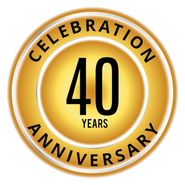 40 years anniversary badge. Vector and illustration. gold and black design