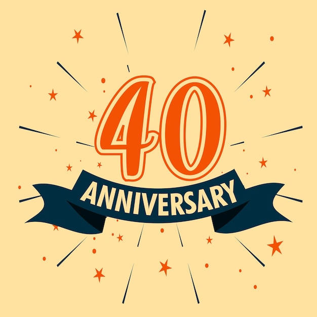벡터 특별 축하 이벤트 벡터를 위한 숫자 모양이 있는 40주년 축하 디자인
