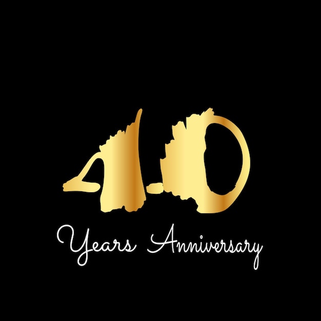 40 years anniversary celebration gold black background color vector template design illustration