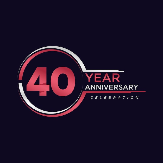 Vector 40 years anniversary golden pink color with circle ring isolated on black background for anniversary