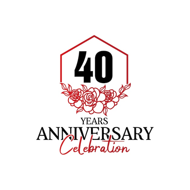 40 years Anniversary logo, luxurious anniversary vector design celebration .