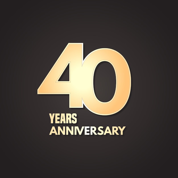 ベクトル 40周年記念ベクトルアイコン、ロゴ。 40周年記念の孤立した背景に黄金の数字とグラフィックデザイン要素