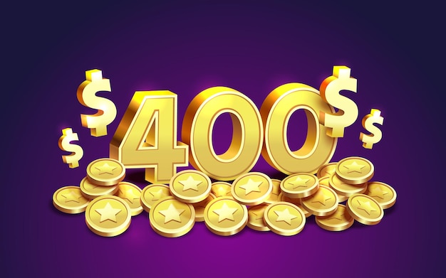 400 dollar coupon cadeaubon geld terug banner speciale aanbieding casino winnaar Vector illustratie