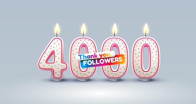 4000 seguaci di utenti online candele di congratulazioni sotto forma di numeri vector