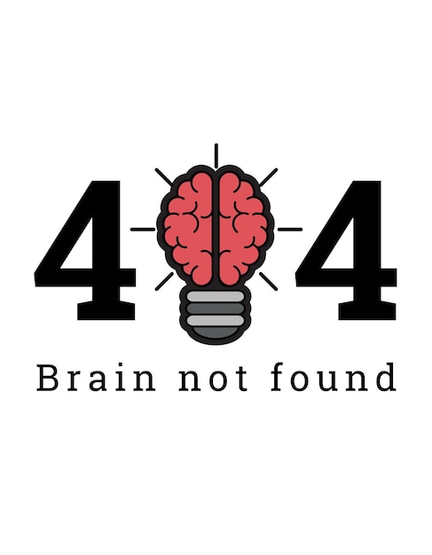 404 мозг не найден дизайн иллюстрации футболки
