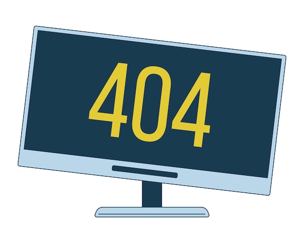 Errore 404 monitor computer linea piatta colore oggetto vettoriale isolato tecnologia di guasto immagine clip art modificabile su sfondo bianco semplice contorno spot di cartone animato illustrazione per il web design