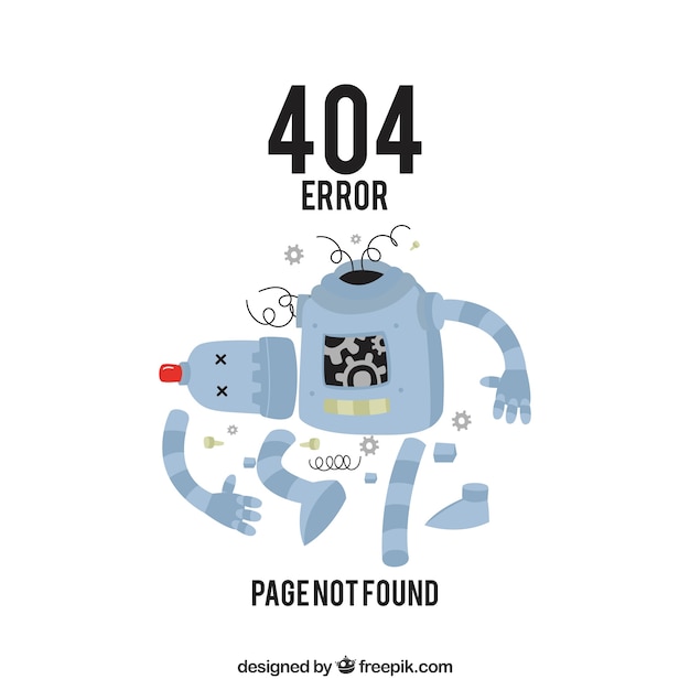 404 error design with broken robot