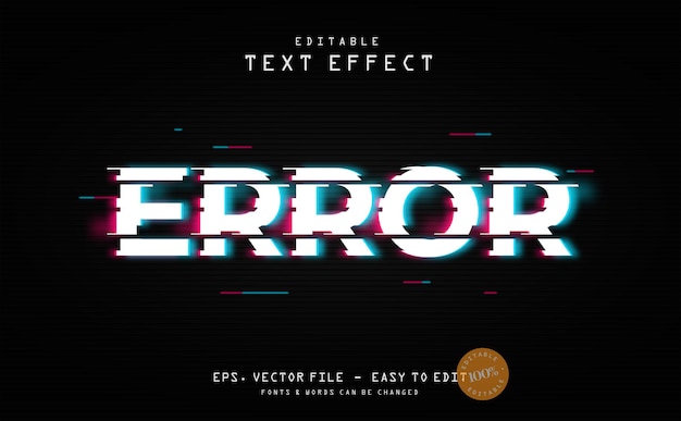 Vector 404 error editable text effect