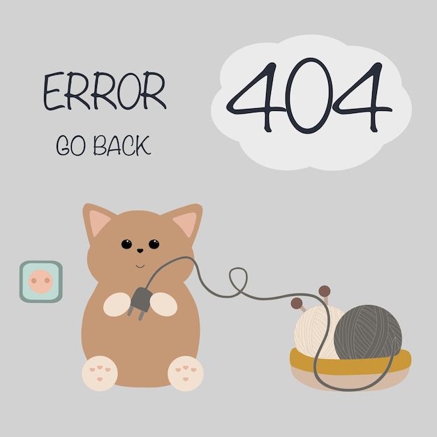 404 error.Not found. The cat is sitting and holding the plug from the outlet