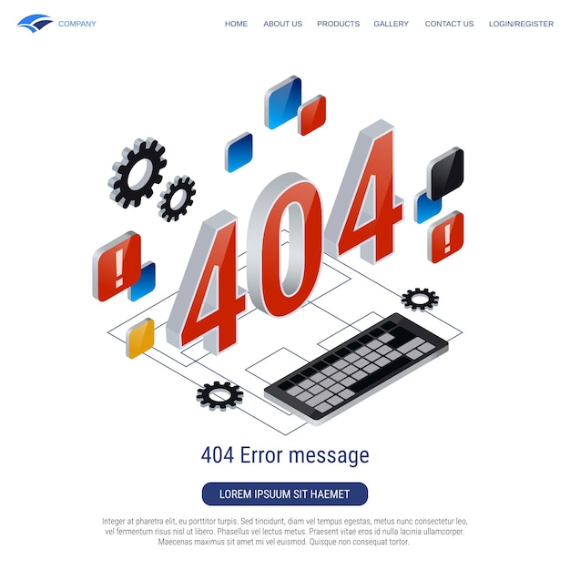 404 error page 3d isometric vector concept illustration