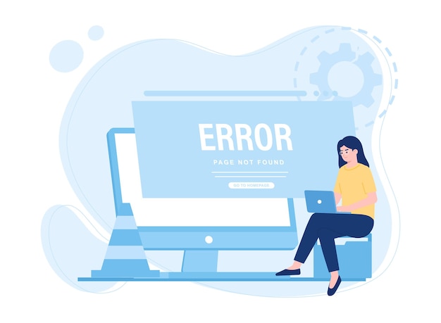 404 error page error or internet problem not found on the network trending concept flat illustration
