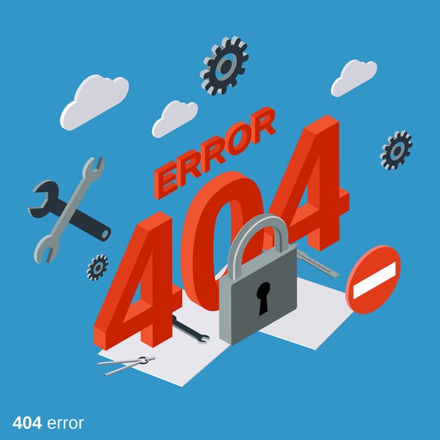 404 ошибка страницы плоской изометрической концепции иллюстрации