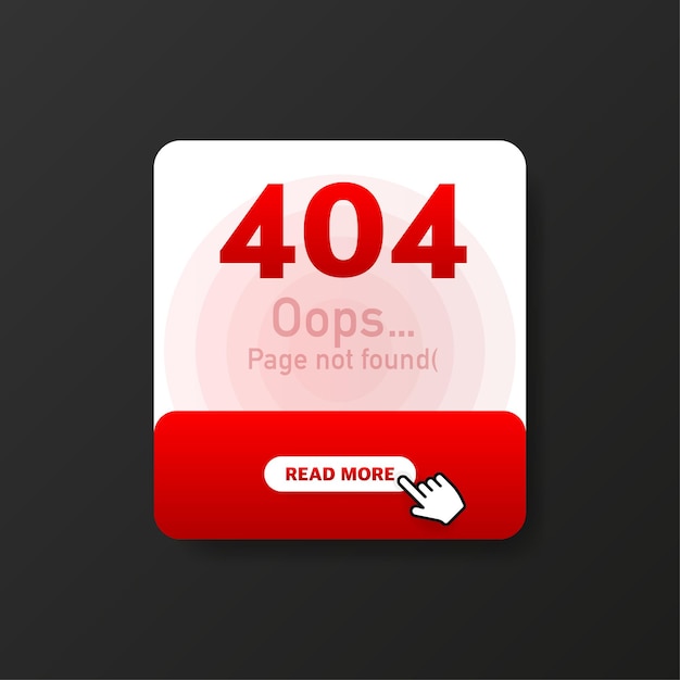 Vector 404 error page not found isolated in red background vector illustration