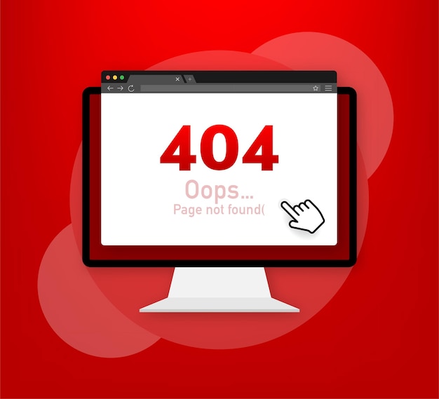 Vector 404 error page not found isolated in red background vector illustration