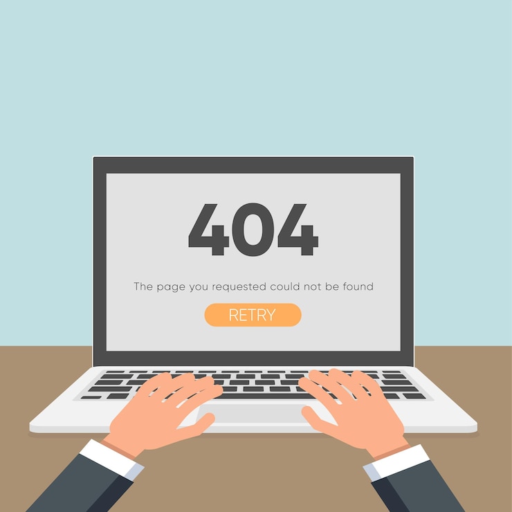 Vector 404 error page not found on the laptop vector illustration