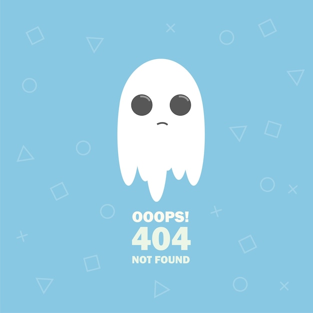 Vector 404 error the page not found with cartoon cute ghost