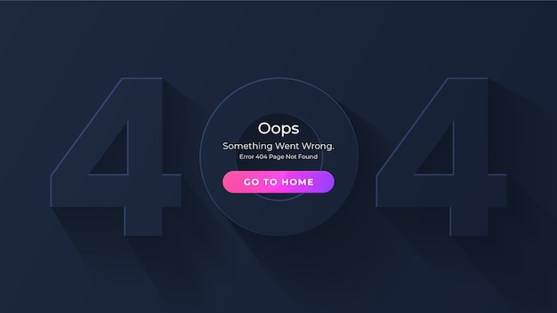 Вектор Страница ошибки 404 не найдена, минималистичная темная концепция. ошибка целевой страницы для веб-страницы отсутствует