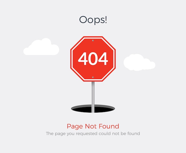 404 error page template for website. 404 alert flat design.