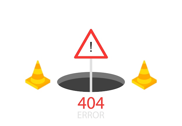 ウェブサイトの404エラーページテンプレート。モダンなベクトルイラストフラットスタイル。