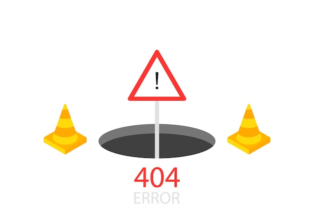 404 error page template for website. Modern vector illustration flat style.