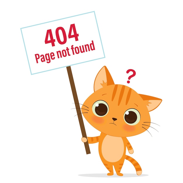 404 error web page template with cute cat