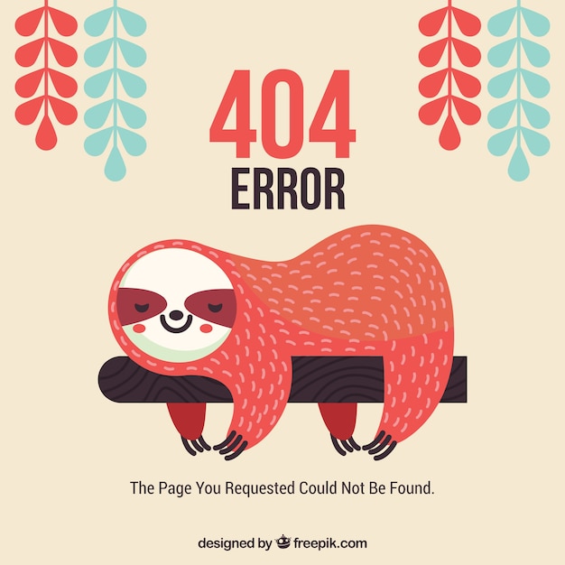 404 modello web di errore con pigro addormentato