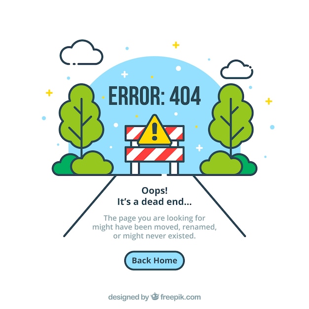 Vector 404 error web template with road in flat style