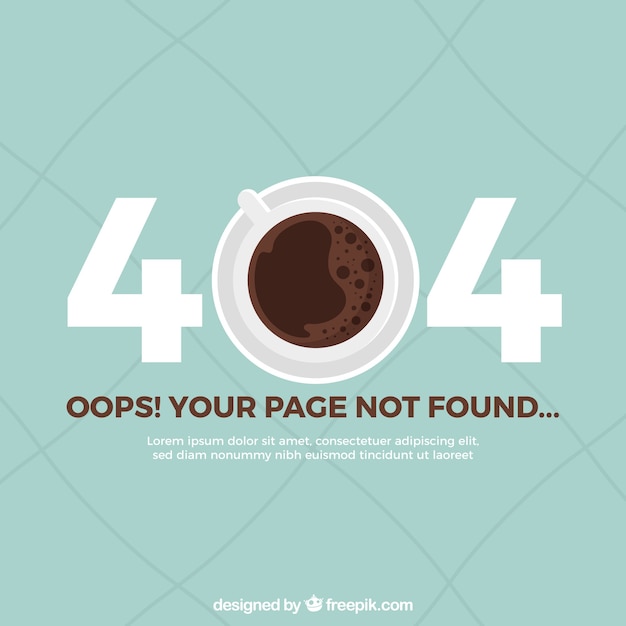 404 foutontwerp met koffie
