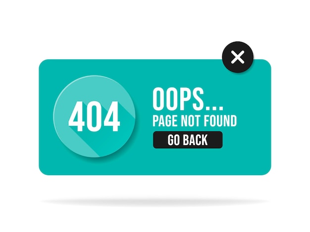 404-foutpagina niet gevonden spraak. Pop-up foutenvenster. Geïsoleerd op een witte achtergrond. vector illustratie