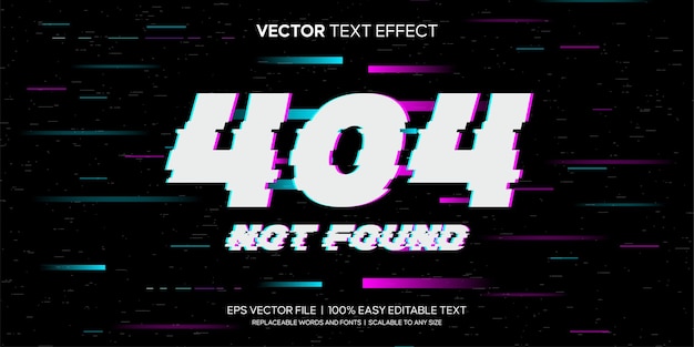 404 glitch computer screen editable text effect