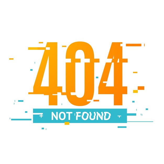 404 niet gevonden concept glitch stijl vector