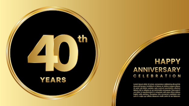 40e verjaardag sjabloonontwerp met gouden cijfers en patroon