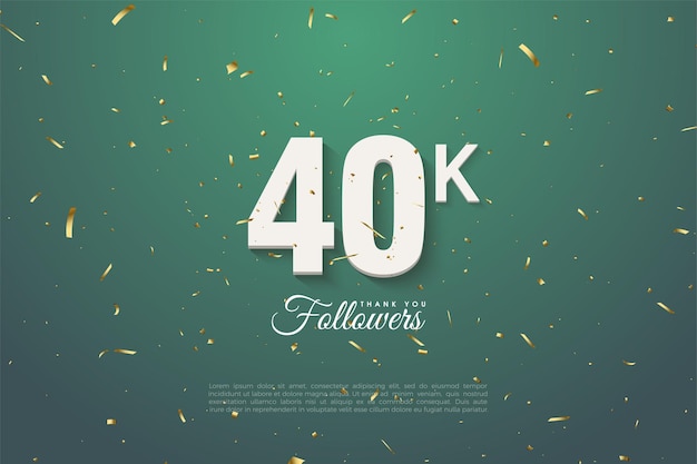 40k followers with gold glitter rain illustration