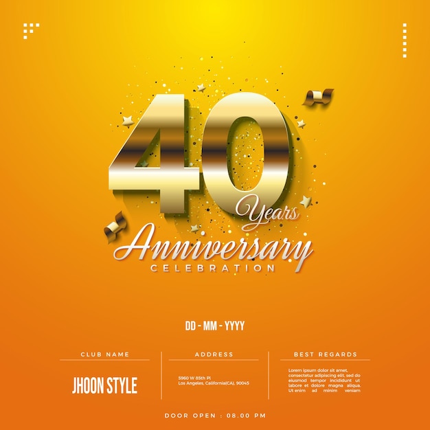 40th anniversary 40th anniversary invitation with bold gold numbers