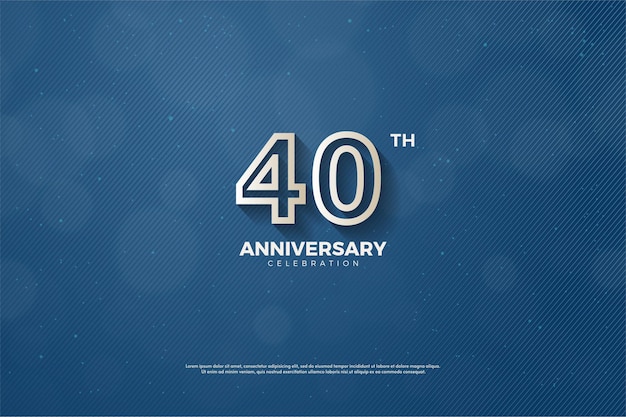 40th Anniversary background with numbers outlined in faded brown on a navy blue background.