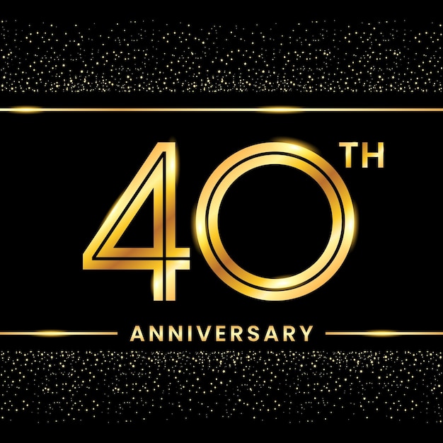 Vector 40th anniversary gold color template design for birthday event line art design vector template